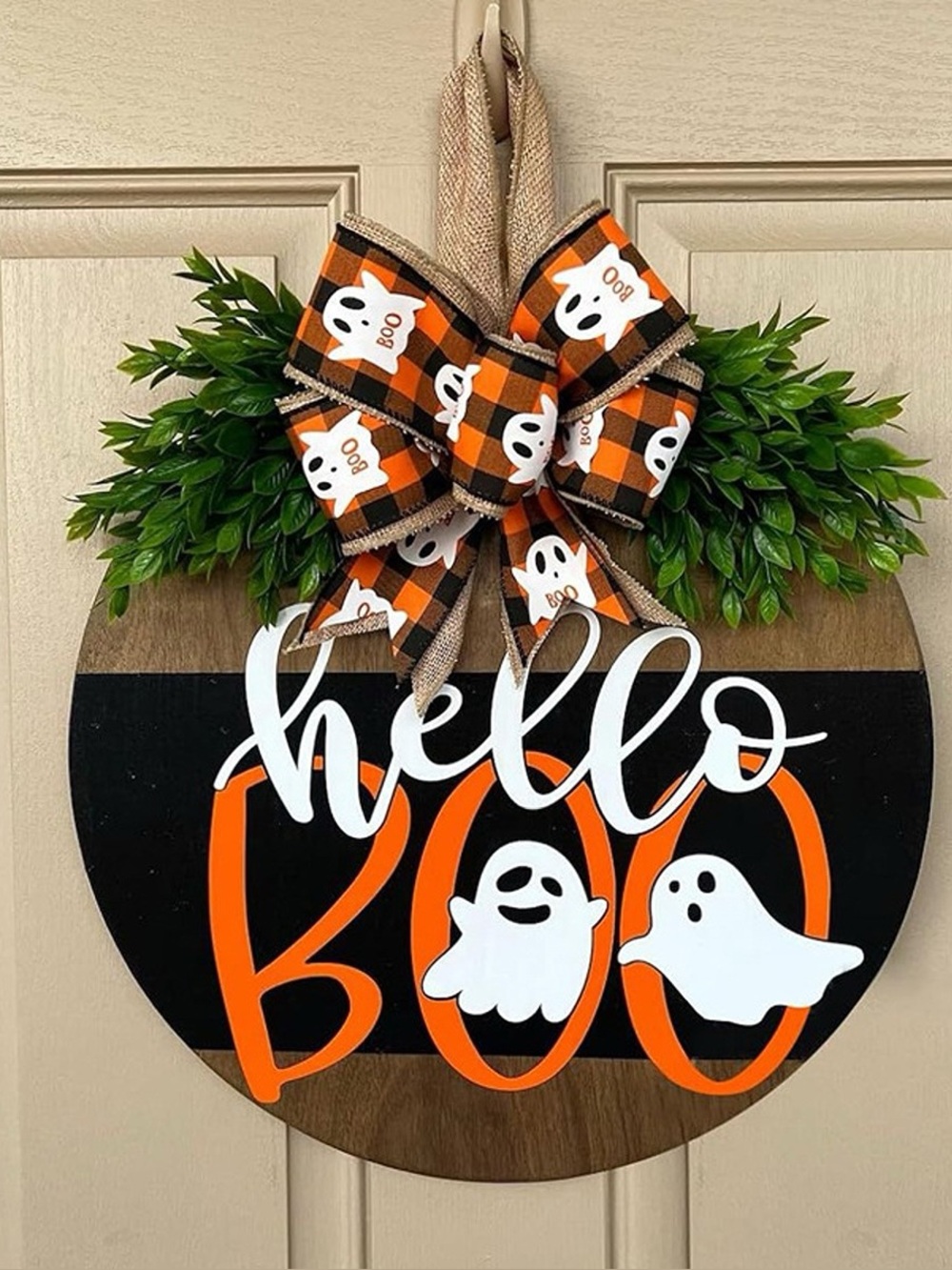 Hello BOO Halloween Decorative Wooden Door Hanger